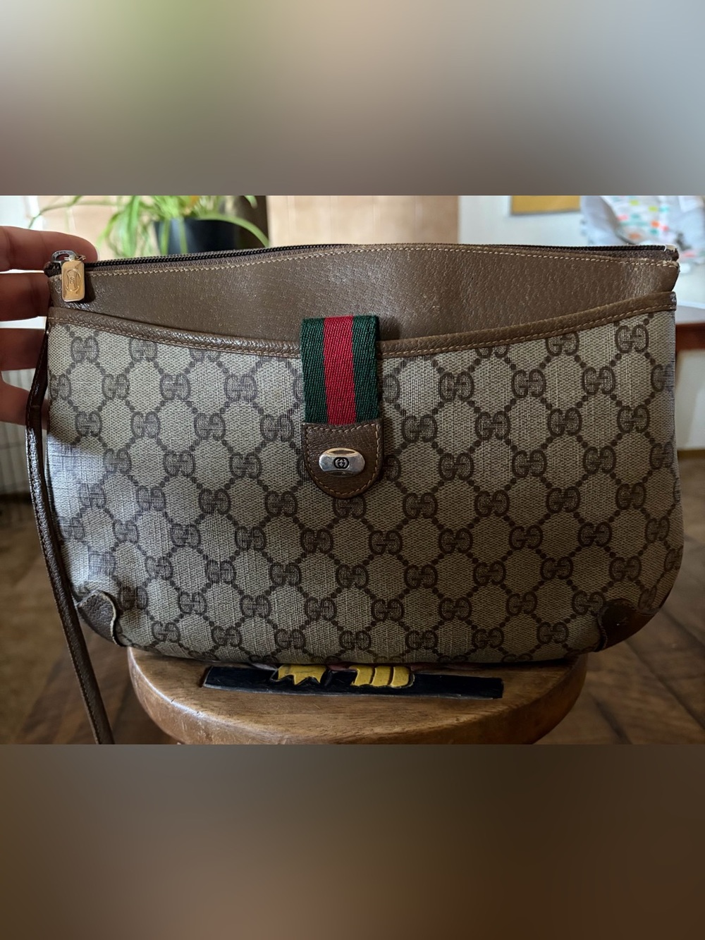 Vintage (1970/1980) Gucci Brown Monogram Messenger Bag